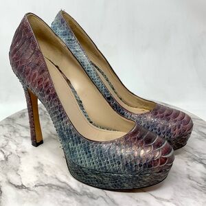 Joan & David Daquella Snake Skin Multicolor Platform Pumps 8 Mermaid Cocktail